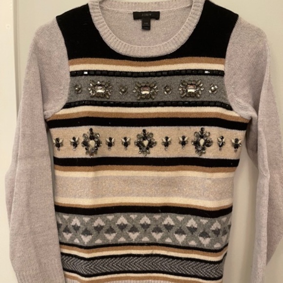 J. Crew Sweaters - J. Crew Jeweled Fair Isle Crewneck Sweater - XXS